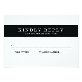 Chic Black Stripes Wedding RSVP 3.5x5 Paper Invitation Card