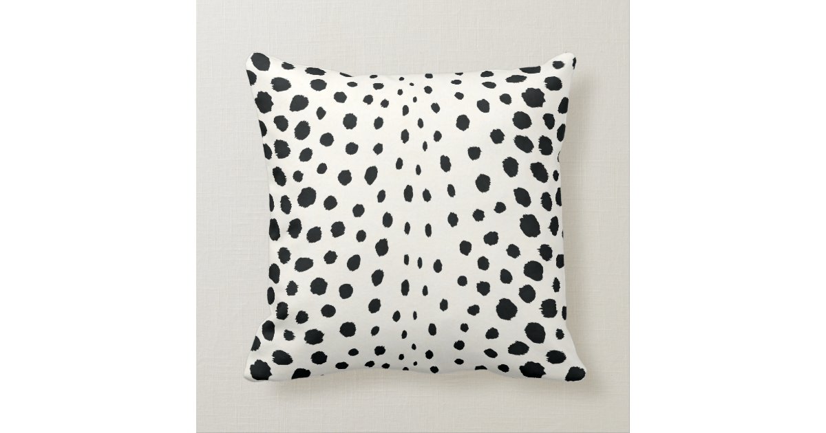 Chic black white cheetah print pattern monogram throw pillow Zazzle