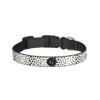 Chic black white cheetah print pattern monogram pet collar