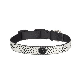 Chic black white cheetah print pattern monogram pet collar