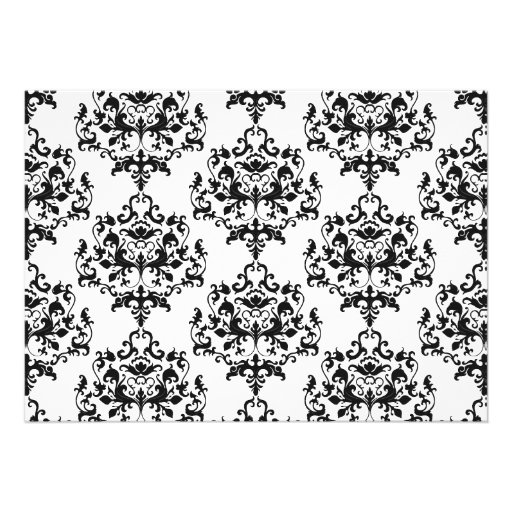 Chic Black & White Damask Bridal Shower Invitation