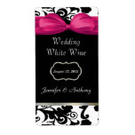 Chic Black & White Damask Wedding Wine Labels