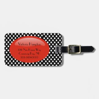 Chic Black & White Polka Dot Luggage Tag