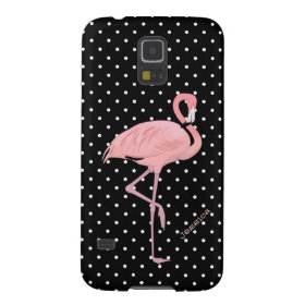 Chic Black & White Polka Dot with Pink Flamingo Galaxy S5 Cases