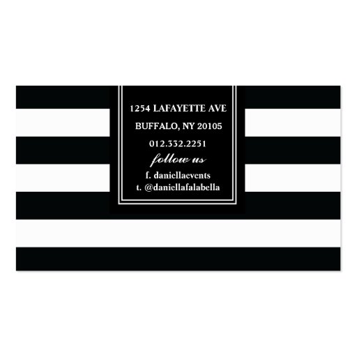 Chic Black & White Stripes Professional Template Business Card (back side)