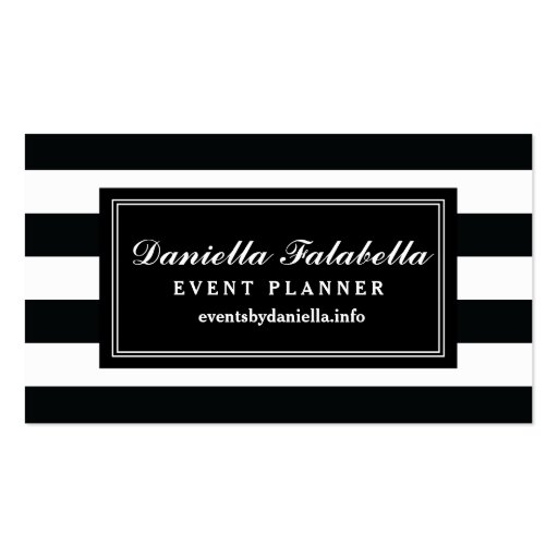 Chic Black & White Stripes Professional Template Business Card