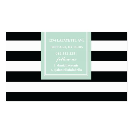 Chic Black & White Stripes Professional Template Business Cards (back side)