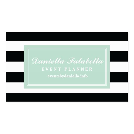 Chic Black & White Stripes Professional Template Business Cards (front side)