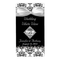 Chic Black & White Wedding Mini Wine Labels