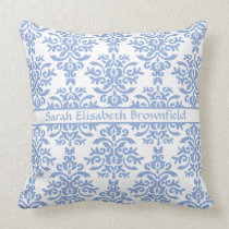 Chic Blue and White Damask Pretty Pattern pillows