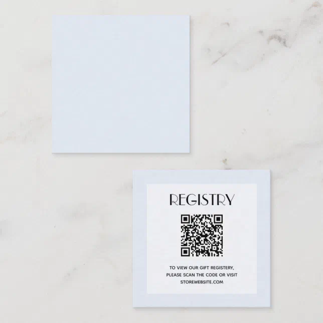 Chic Blue Boy Baby Shower Registry QR Code Enclosure Card Zazzle