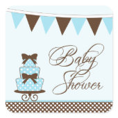 Chic blue + brown boys baby shower stickers sticker