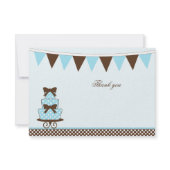 Chic blue + brown boys baby shower thank you card invitation