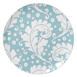Chic Blue Damask Plate