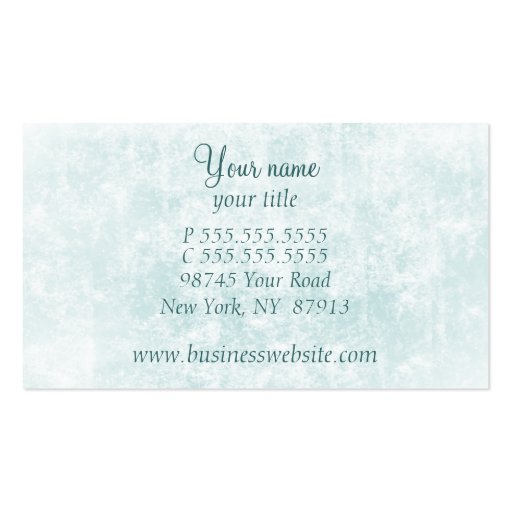 chic blue floral swirls salon business card (back side)