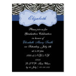 chic blue Graduation party Invitation postcards
