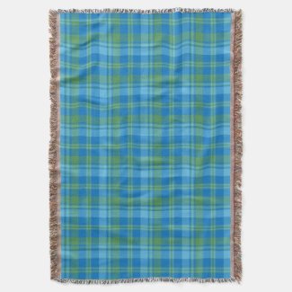 Chic Blue Morning Glory Plaid Throw Blanket