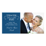 Chic Blue Wedding Photo Thank You Cards Photo Cards
