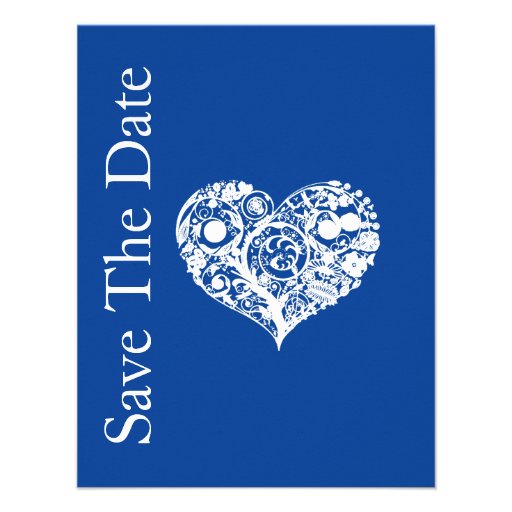 Chic Blue & White Heart Wedding Announcement