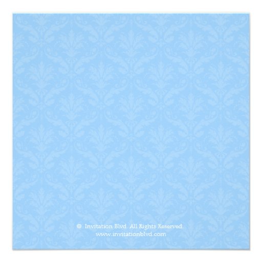 Chic Blue Wine Damask Bridal Luncheon Invitation