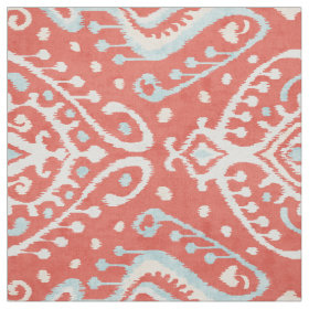 Chic bold red turquoise white ikat tribal patterns fabric