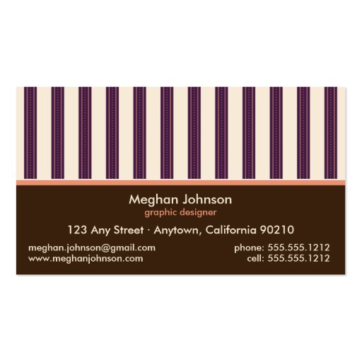 Chic Boutique Designer Business Cards: purple (back side)
