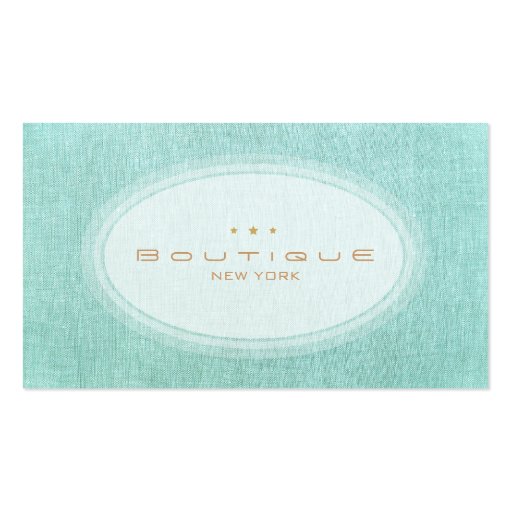 Chic Boutique Simple Turquoise Blue Linen Look Business Card Templates (front side)