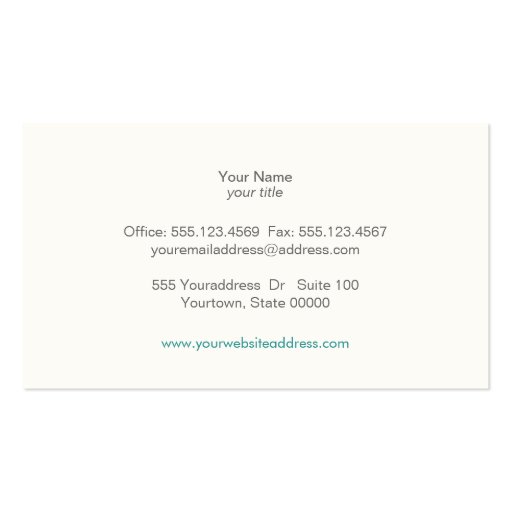 Chic Boutique Turquoise and Yellow Retro Business Card Template (back side)