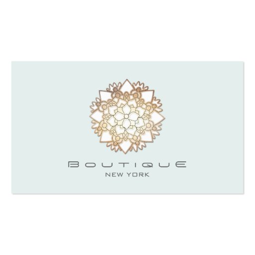 Chic Boutique White Lotus Flower Light Blue Business Card (front side)