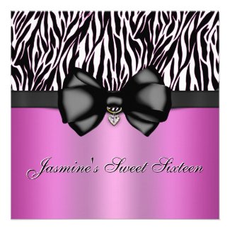 Chic Bowed Zebra Print Invite [Pink]