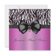 Chic Bowed Zebra Print Invite [Pink]