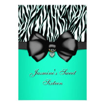 Chic Bowed Zebra Print Invite [Teal]