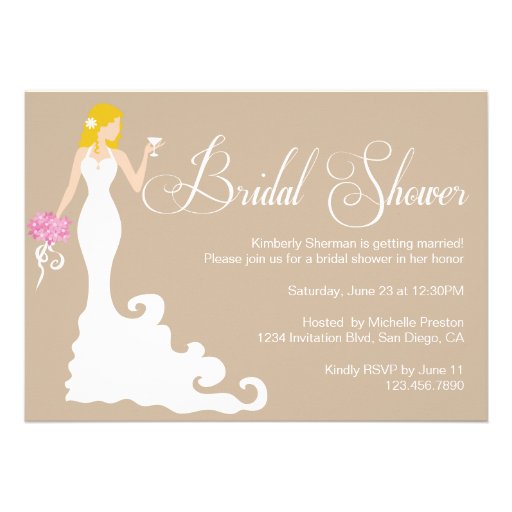Chic Brown Modern Bride Posh Bridal Shower Invite (front side)