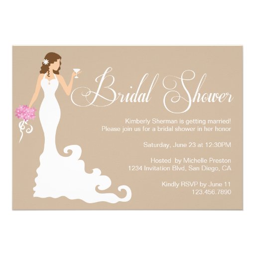 Chic Brown Modern Bride Posh Bridal Shower Invite (front side)