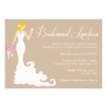 Chic Brown Modern Bride Posh Bridesmaid Luncheon Custom Invites