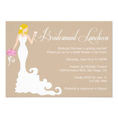 Chic Brown Modern Bride Posh Bridesmaid Luncheon Custom Invites