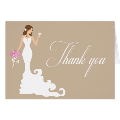 Chic Brown Modern Bride Thank You Greeting Card