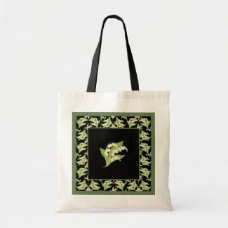 Chic Budget Tote Bag: Lilies of the Valley, Black