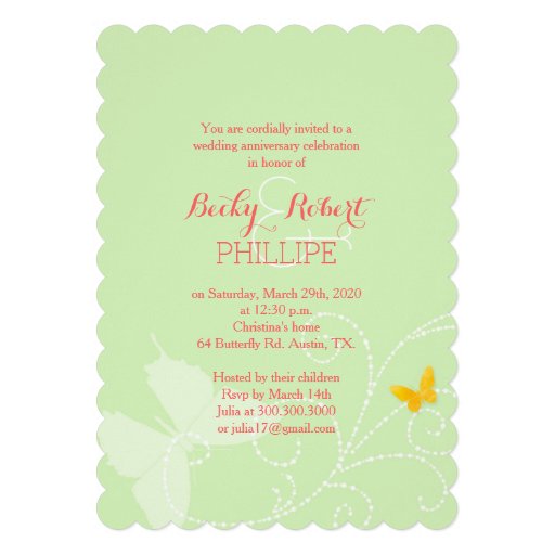Chic Butterfly 60th Wedding Anniversary Party Custom Invite