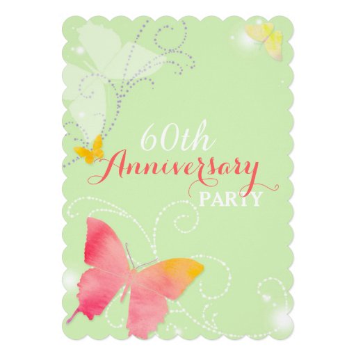 Chic Butterfly 60th Wedding Anniversary Party Custom Invite