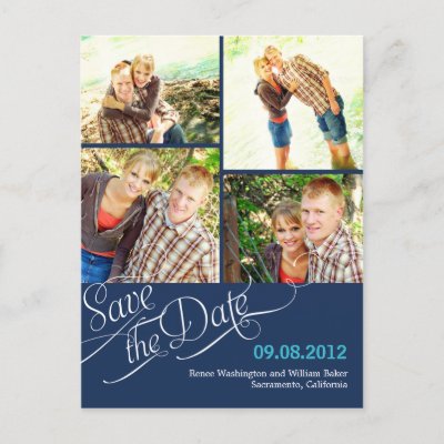 Chic Calligraphy Save The Date Postcard - Navy