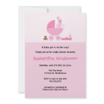 Chic Carriage Baby Shower Invitation - Girl