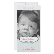 Chic & Charming Christmas Photo Card in Blue photo cards