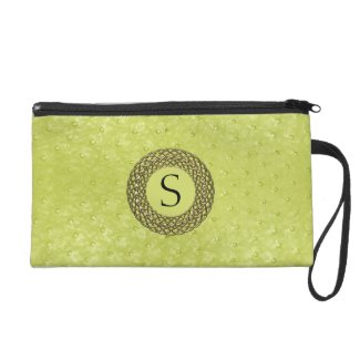 Chic Chartreuse Ostrich Skin Look & Monogram