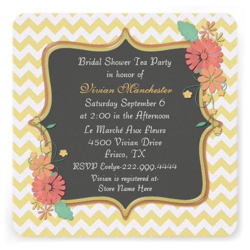 Chic Chevron and Floral Bridal Shower Invitation