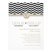 Chic Chevron Monogram | black Wedding Custom Announcement