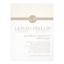 Chic Chevron Monogram | blush Wedding Personalized Invitations