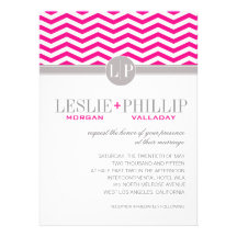 Chic Chevron Monogram | fuschia Wedding Invite