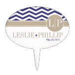 Chic Chevron Monogram | navy Cake Pick
