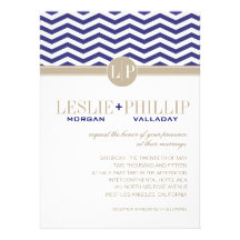 Chic Chevron Monogram | navy Wedding Personalized Invite